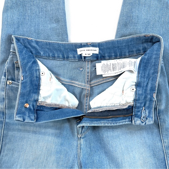 GOOD AMERICAN GOOD WAIST CROP RAW EDGE HIGH WAIST DISTRESSED SKINNY JEANS Sz4/27 - Picture 11 of 15